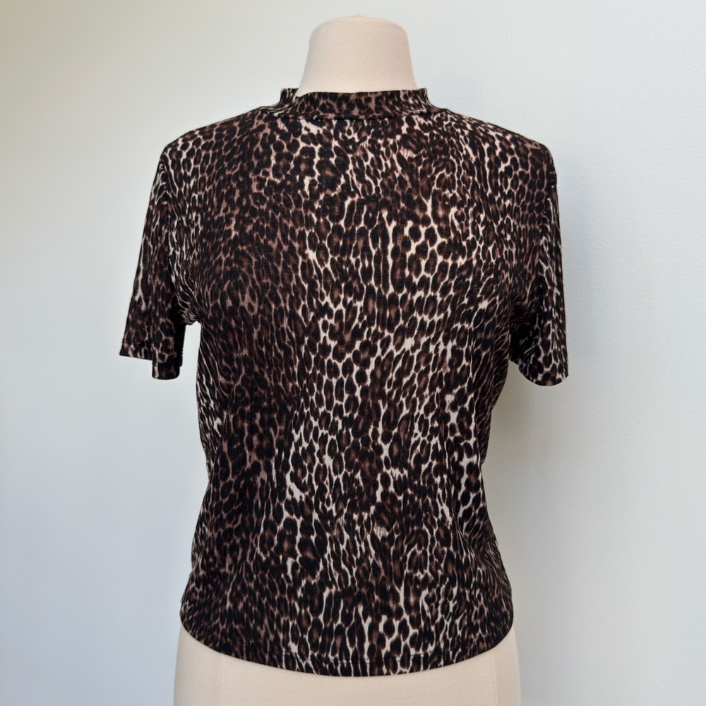 Zara Trafaluc Collection Mock Neck Cheetah Print Tee